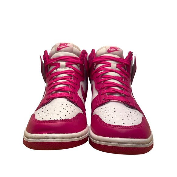 Nike Women’s Pink Prime White Leather Dunk High-Top Sneakers Size 7.5 - Picture 2 of 10